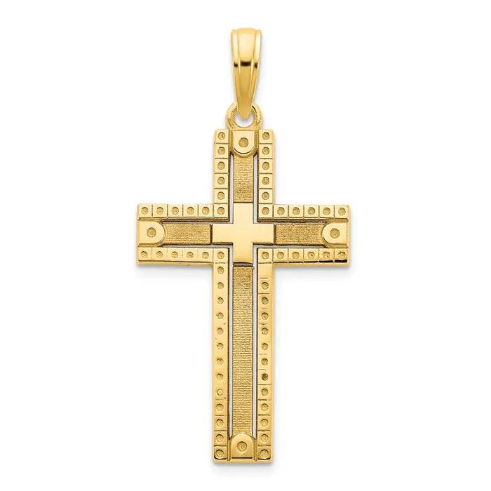 Necklaces Goldia 14k Yellow Gold Fancy Sandblasted Cross Pendant