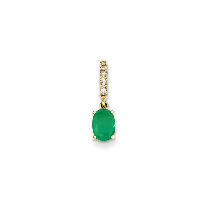 Necklaces Goldia 14K Yellow Gold Real Diamond and Emerald Pendant