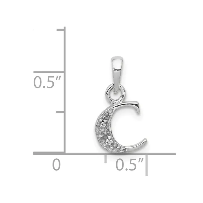 Necklaces Goldiacom 14k White Gold Polished 01ct Diamond Initial C Pendant