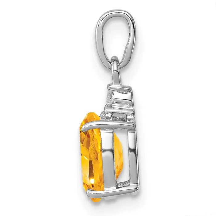 Necklaces Goldia Sterling Silver Rhodium Plated Diamond u0026 Citrine Oval Pendant