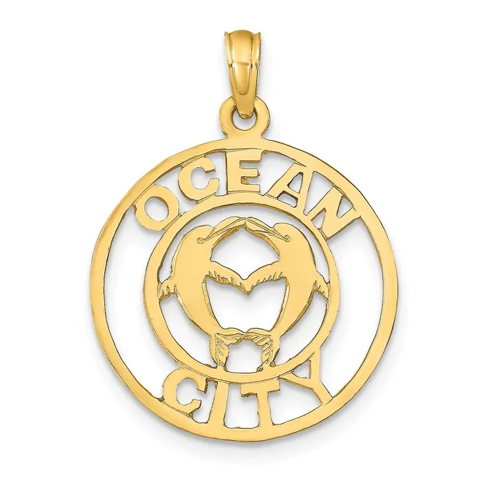 PreStyled Sets Goldia 14k Yellow Gold OCEAN CITY wDolphins Pendant
