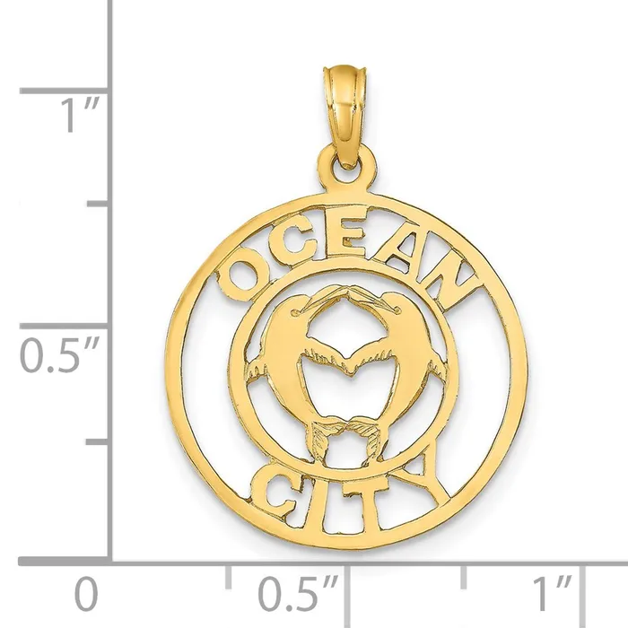 PreStyled Sets Goldia 14k Yellow Gold OCEAN CITY wDolphins Pendant