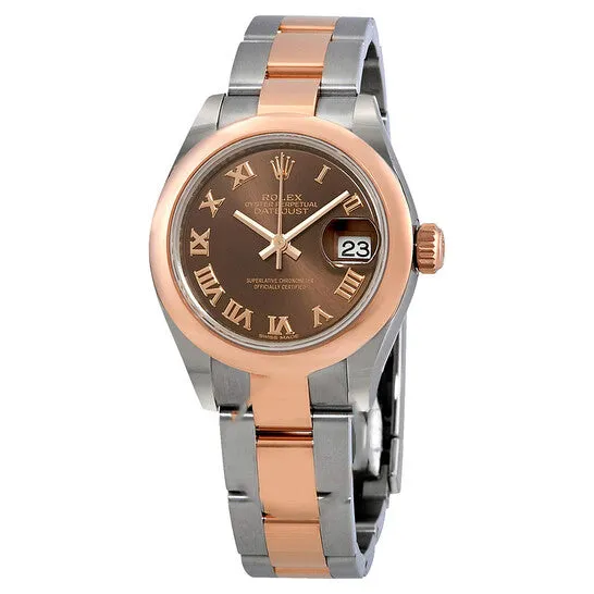 PreStyled Sets JMS always Original Rolex Datejust Chocolate Dial Automatic Ladies 18K Everose Gold Oyster Watch 279161CHRO