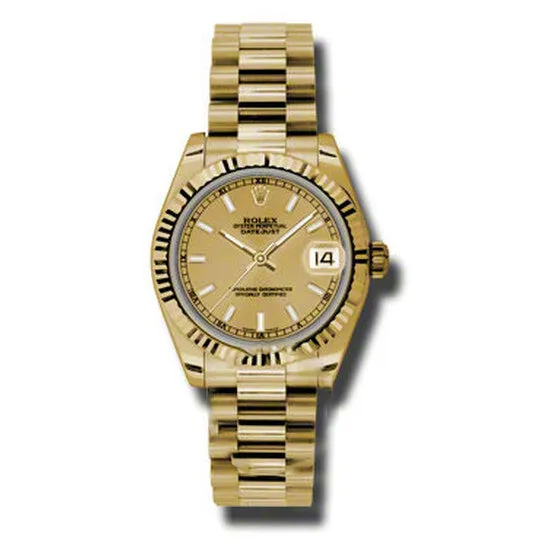 PreStyled Sets JMS always Original Rolex LadyDatejust 31 Champagne Dial 18K Yellow Gold President Automatic Ladies Watch 178278CSP