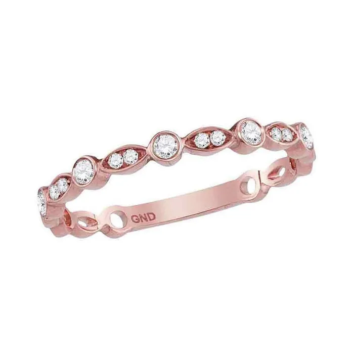 Rings 10k Rose Gold Round Diamond Classic Stackable Band Ring 16 Cttw gndatlanta