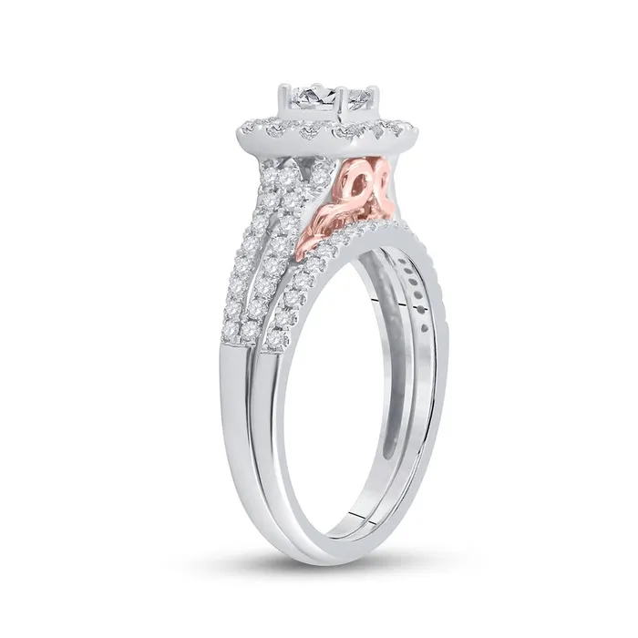 Rings 14k Twotone Gold Princess Diamond Bridal Wedding Ring Set 1 Cttw Certified gndatlanta