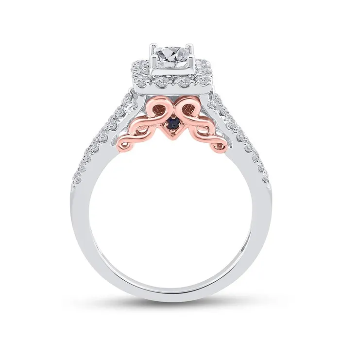 Rings 14k Twotone Gold Princess Diamond Bridal Wedding Ring Set 1 Cttw Certified gndatlanta