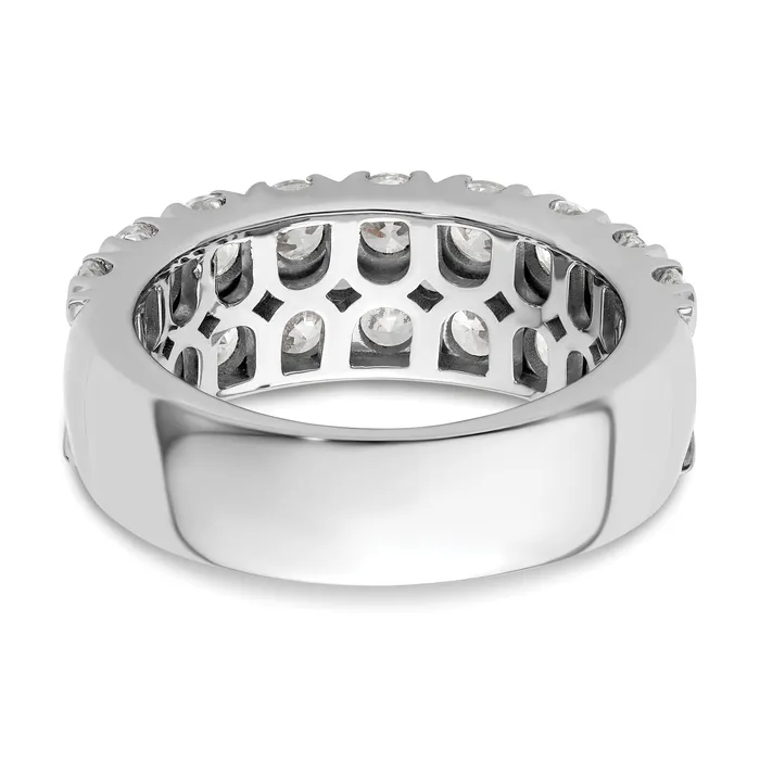 Rings 14k White Gold 3 Ct Lab Grown Diamond VSSI G Double Row Fashion Band Ring Goldia