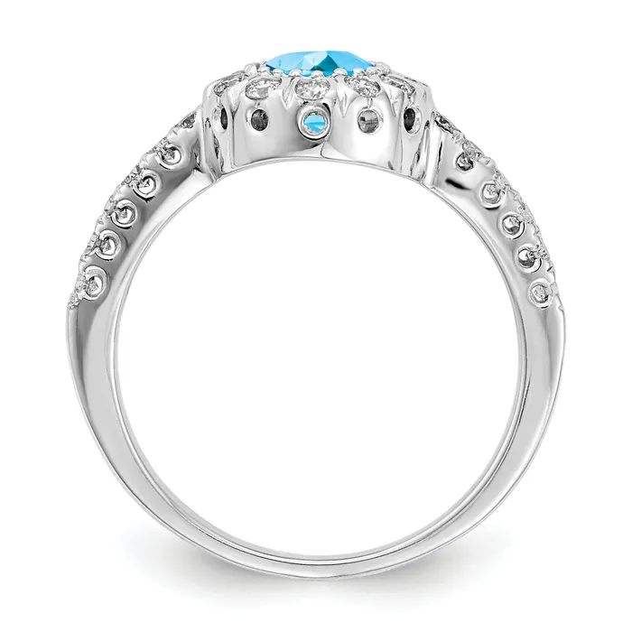 Rings 14k White Gold 5mm Blue Topaz Checker A Diamond ring Goldiacom
