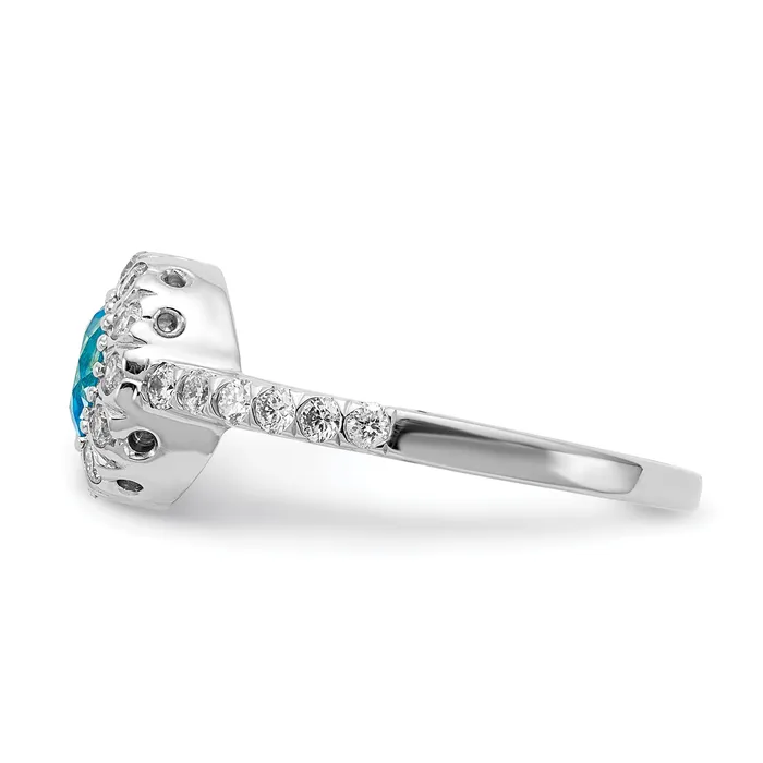 Rings 14k White Gold 5mm Blue Topaz Checker A Diamond ring Goldiacom