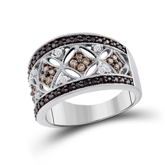 Rings 14k White Gold Round Black Brown Diamond Band Ring 12 Cttw gndatlanta Rings 14k White Gold Round Black Brown Diamond Band Ring 12 Cttw gndatlanta