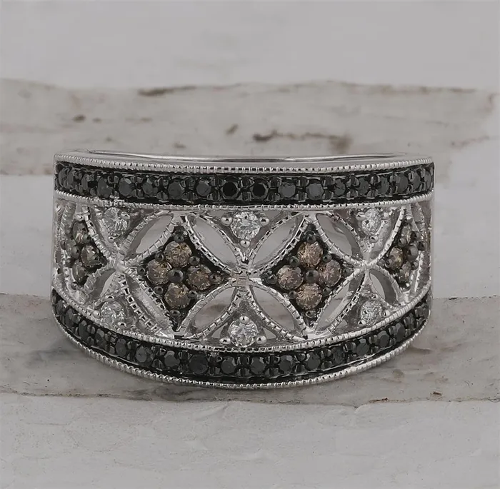 Rings 14k White Gold Round Black Brown Diamond Band Ring 12 Cttw gndatlanta