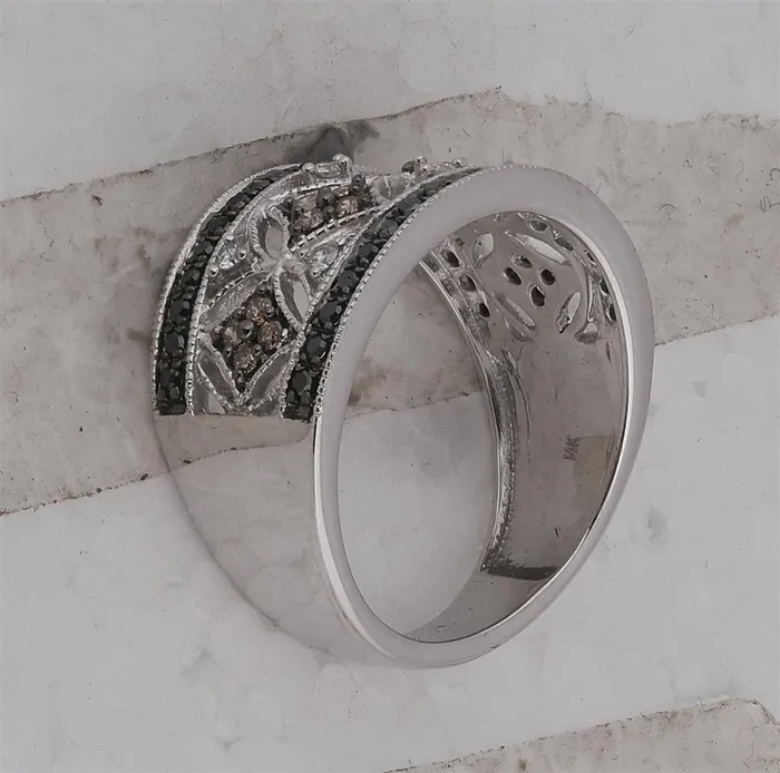 Rings 14k White Gold Round Black Brown Diamond Band Ring 12 Cttw gndatlanta