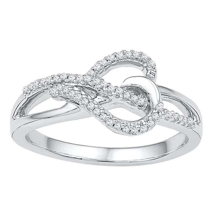Rings gndatlanta 14k White Gold Round Diamond Heart Infinity Ring 16 Cttw Rings gndatlanta 14k White Gold Round Diamond Heart Infinity Ring 16 Cttw
