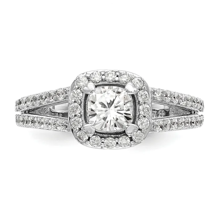 Rings Goldia 075ct CZ Solid Real 14K White Gold Cushion Halo Engagement Ring