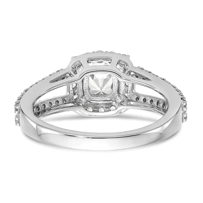 Rings Goldia 075ct CZ Solid Real 14K White Gold Cushion Halo Engagement Ring