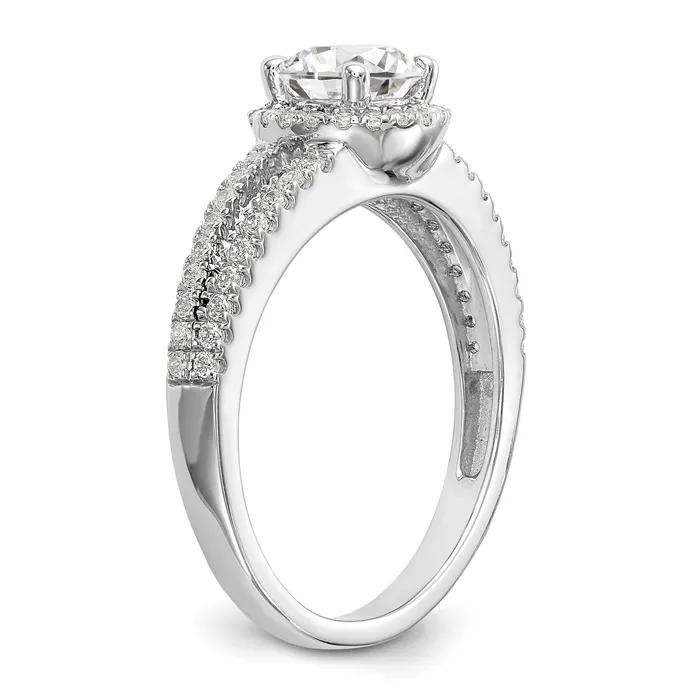 Rings Goldia 075ct CZ Solid Real 14K White Gold Round Halo Engagement Ring