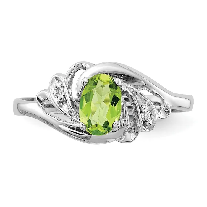 Rings Goldiacom 14k White Gold 6x4mm Oval Peridot A Real Diamond ring