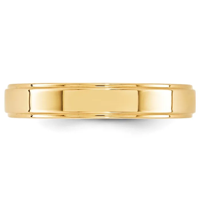 Rings Goldia Solid 10K Yellow Gold 4mm Flat with Step Edge MensWomens Wedding Band Ring Size 75