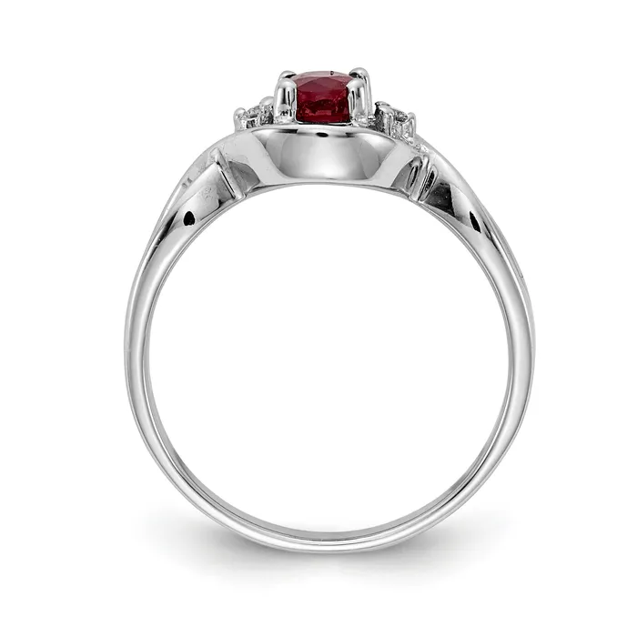 Solid 14k White Gold 6x4mm Oval Simulated Ruby AAA CZ Ring Goldia Rings