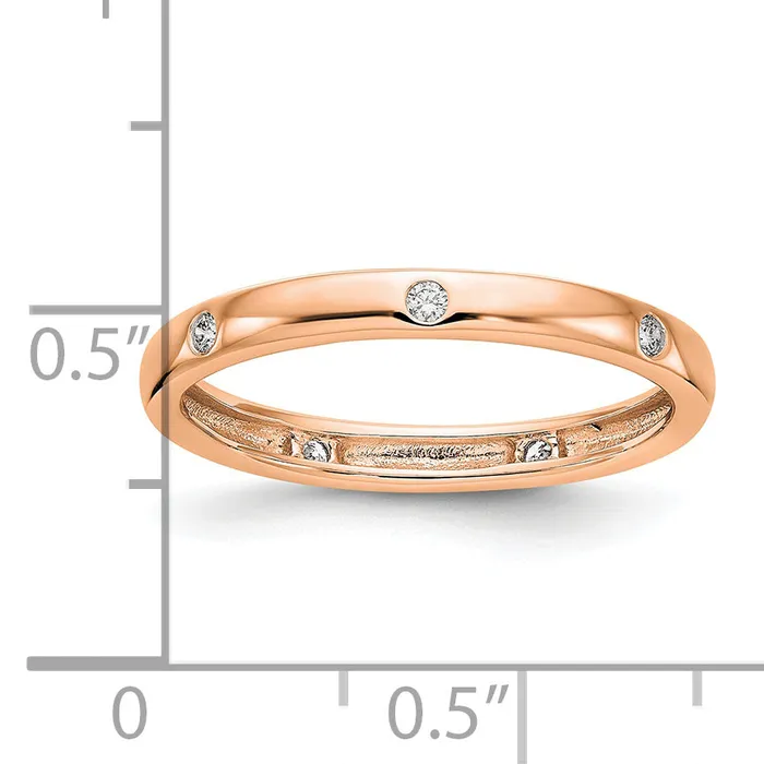 Solid Real 14k Rose Gold 110CT Polished Bezel Set CZ Eternity Wedding Band Ring Goldia Rings