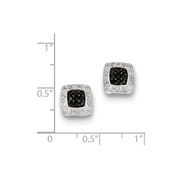 Sterling Silver Black u0026 White Diamond Flower Post Earrings Goldia Earrings