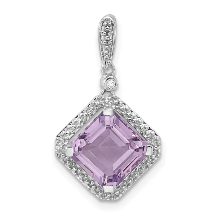 Sterling Silver Diamond u0026 Pink Quartz Pendant Goldia Necklaces