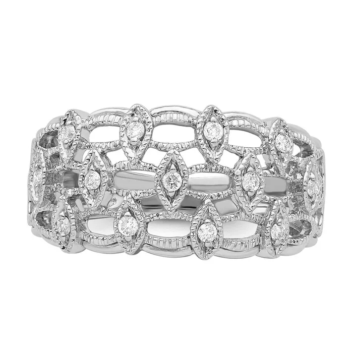 Sterling Silver Rhodium Diamond Ring Goldia Rings