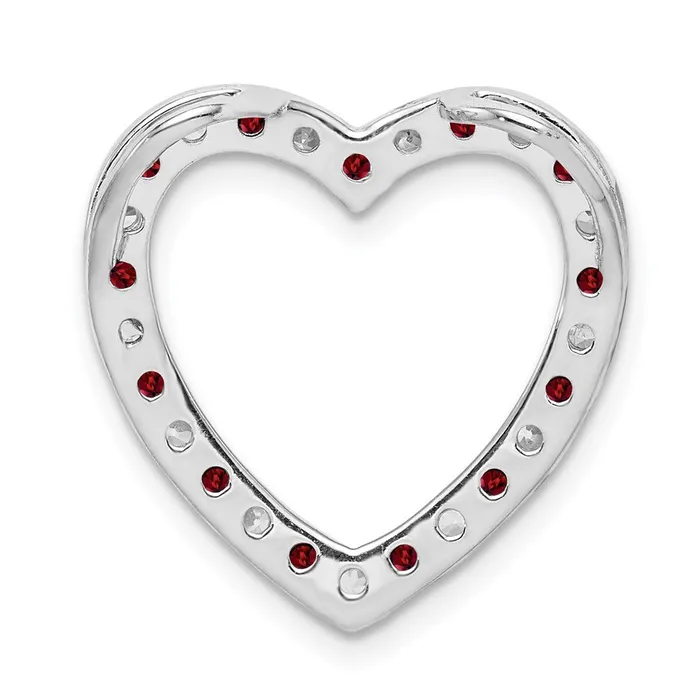 Sterling Silver Rhodiumplated Garnet u0026 CZ Heart Pendant Goldia Necklaces