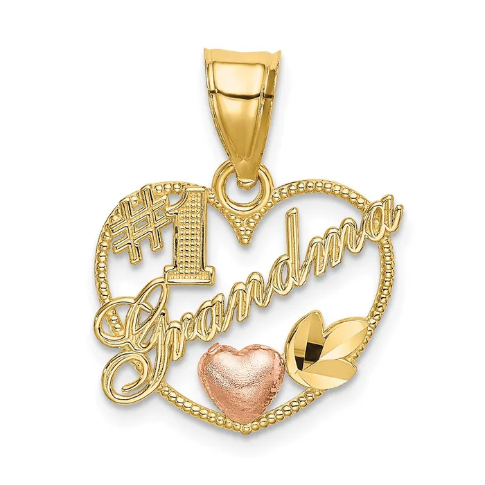 14k TwoTone 1 GRANDMA In Heart Frame Charm TreasureFineJewelers Rings