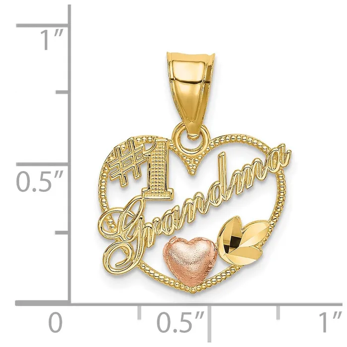 14k TwoTone 1 GRANDMA In Heart Frame Charm TreasureFineJewelers Rings