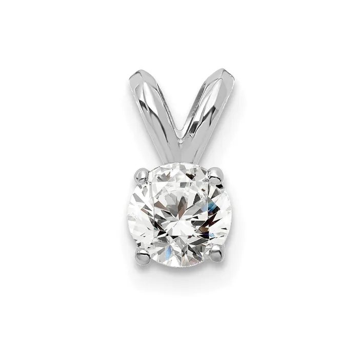 14k White Gold 14 carat total weight Round Certified VSSI GH Lab Grown Diamond Solitaire Pendant TreasureFineJewelers Necklaces