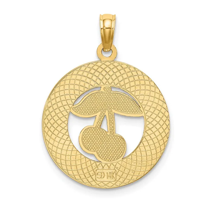 14k Yellow Gold TRAVERSE CITY MI Enamel Cherry Charm TreasureFineJewelers Charm Necklaces