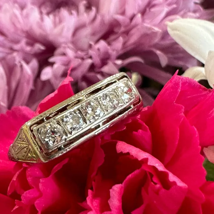 18 Karat White Gold Art Deco Diamond Band 13000774 ONeills Estate Jewelry Rings 18 Karat White Gold Art Deco Diamond Band 13000774 ONeills Estate Jewelry Rings