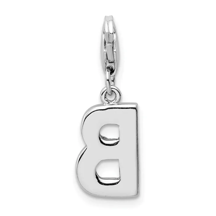 Amore La Vita Sterling Silver Rhodiumplated Polished CZ Letter B Initial Charm with Fancy Lobster Clasp TreasureFineJewelers Necklaces