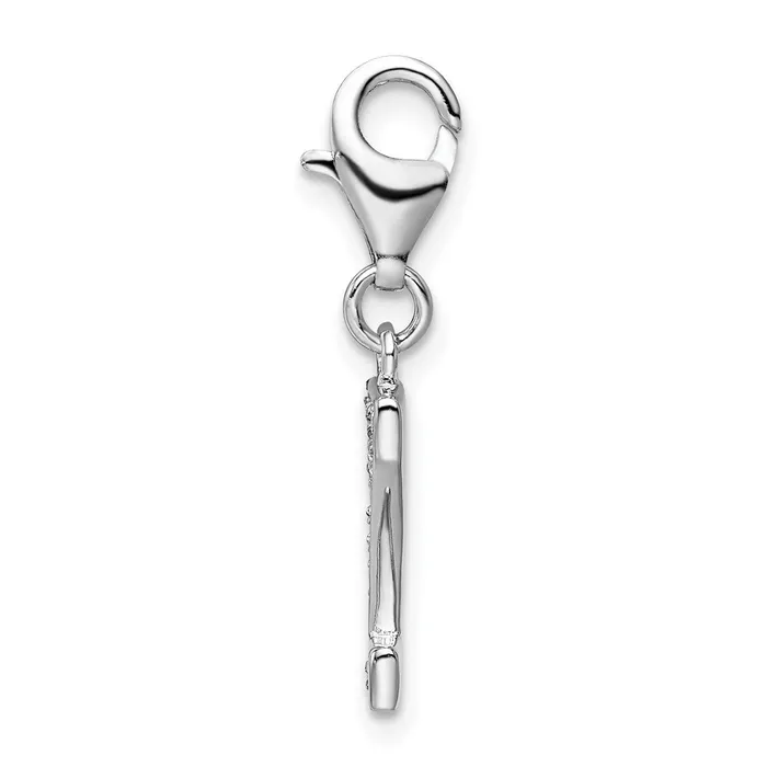Amore La Vita Sterling Silver Rhodiumplated Polished CZ Letter Z Initial Charm with Fancy Lobster Clasp TreasureFineJewelers Necklaces