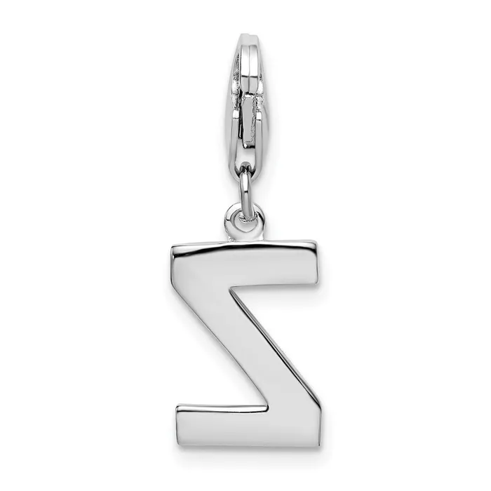 Amore La Vita Sterling Silver Rhodiumplated Polished CZ Letter Z Initial Charm with Fancy Lobster Clasp TreasureFineJewelers Necklaces