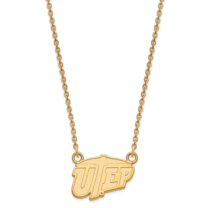 Necklaces TreasureFineJewelers 10K Yellow Gold The University of Texas at El Paso Small Pendant with Necklace
