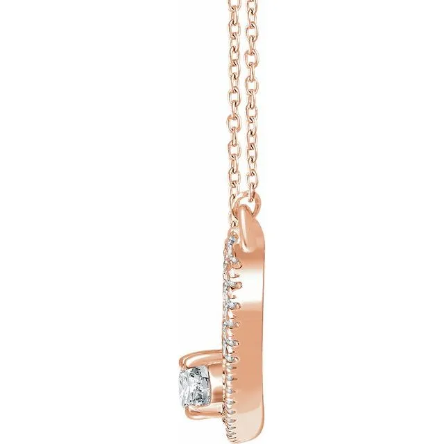 Necklaces TreasureFineJewelers 14K Rose 38 CTW Diamond TwoStone Bar 1618 Necklace