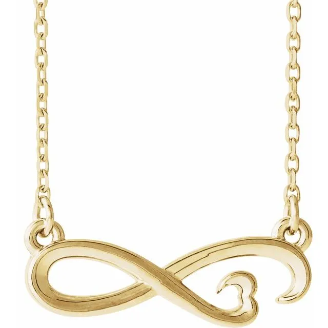 Necklaces TreasureFineJewelers 14K Yellow InfinityInspired Heart 1618 Necklace