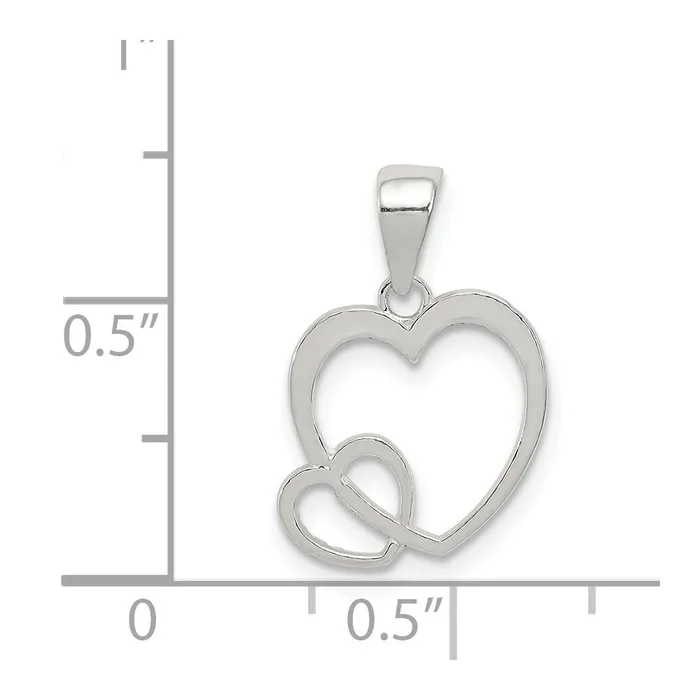 Necklaces TreasureFineJewelers Sterling Silver Polished Hearts Pendant