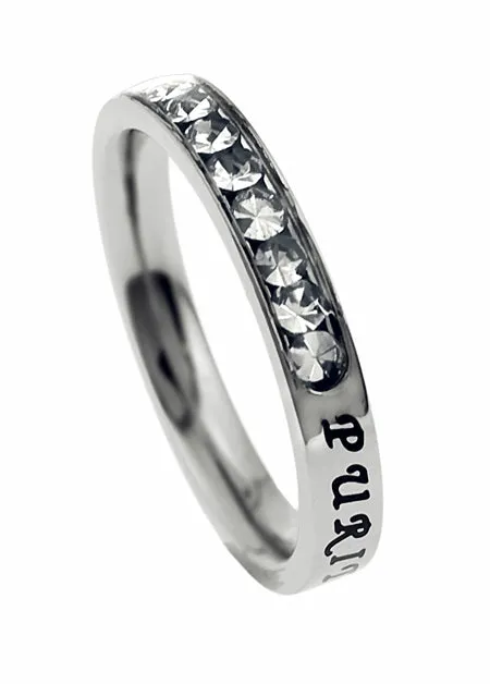 North Arrow Shop Christian Purity Ring April Birthstone Diamond CZ with Bible Verse Stainless Steel Rings North Arrow Shop Christian Purity Ring April Birthstone Diamond CZ with Bible Verse Stainless Steel Rings