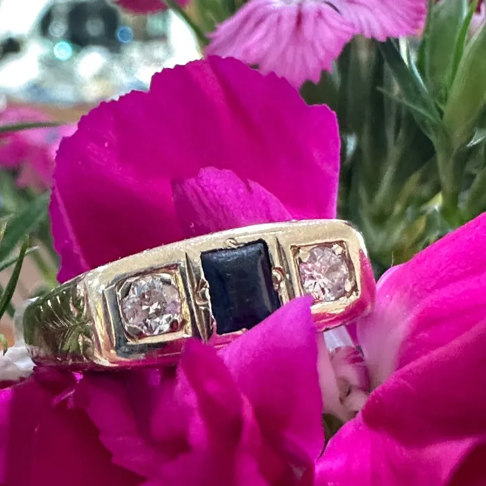 ONeills Estate Jewelry Rings 14 Karat White Gold Diamond Synthetic Sapphire Ring 54100138 ONeills Estate Jewelry Rings 14 Karat White Gold Diamond Synthetic Sapphire Ring 54100138