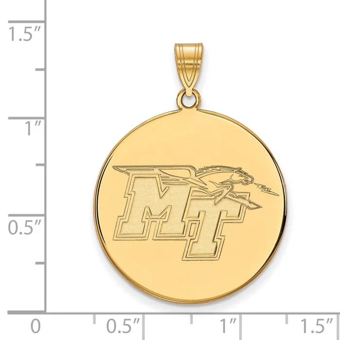 PreStyled Sets 14K Yellow Gold Middle Tennessee State University XL Disc Pendant TreasureFineJewelers