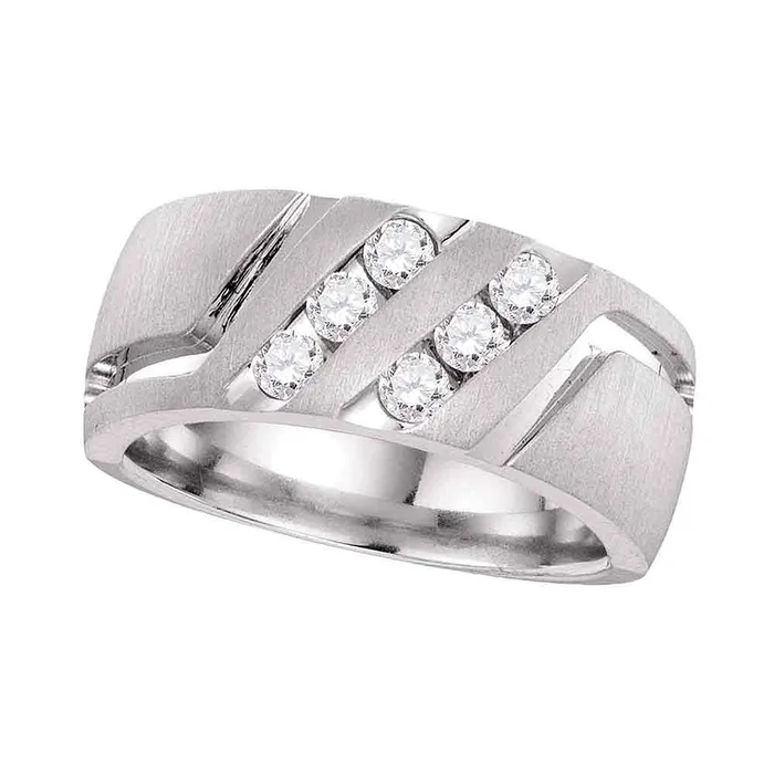 Rings North Arrow Shop 14kt white gold mens round diamond double two row wedding matte band ring 12 cttw110055 Rings North Arrow Shop 14kt white gold mens round diamond double two row wedding matte band ring 12 cttw110055