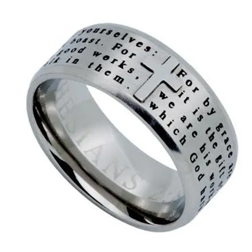 Rings North Arrow Shop EPHESIANS 289 Cross Ring for Men Engraved Bible Verse Stainless Steel Rings North Arrow Shop EPHESIANS 289 Cross Ring for Men Engraved Bible Verse Stainless Steel