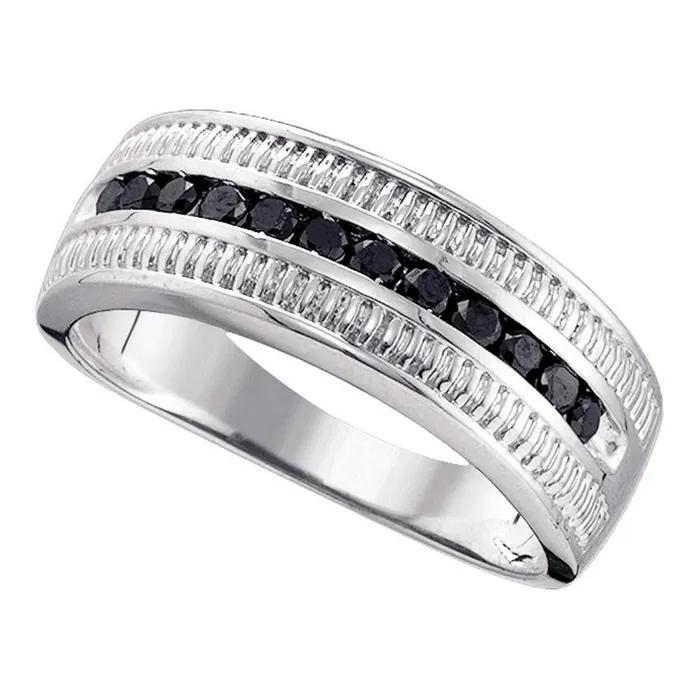 Rings North Arrow Shop sterling silver mens round black color enhanced diamond roped band ring 12 cttw83989 Rings North Arrow Shop sterling silver mens round black color enhanced diamond roped band ring 12 cttw83989
