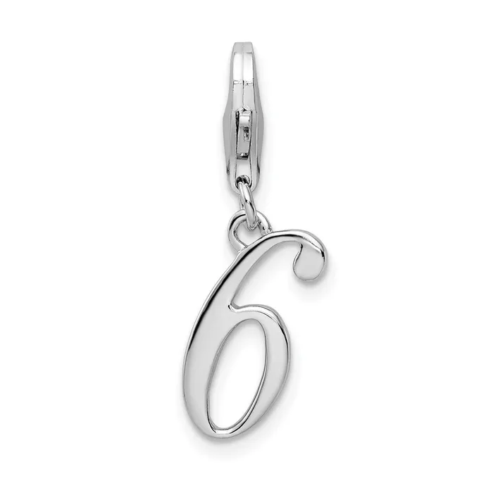 Rings Sterling Silver Amore La Vita Rhodiumplated Polished Number 6 Charm TreasureFineJewelers Rings Sterling Silver Amore La Vita Rhodiumplated Polished Number 6 Charm TreasureFineJewelers