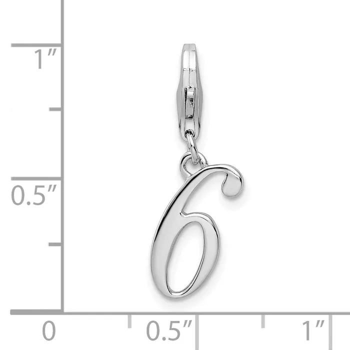 Rings Sterling Silver Amore La Vita Rhodiumplated Polished Number 6 Charm TreasureFineJewelers