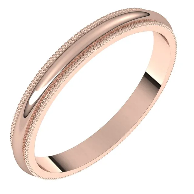 Rings TreasureFineJewelers 10K Rose Gold 25 mm Milgrain Half Round Wedding Band Rings TreasureFineJewelers 10K Rose Gold 25 mm Milgrain Half Round Wedding Band